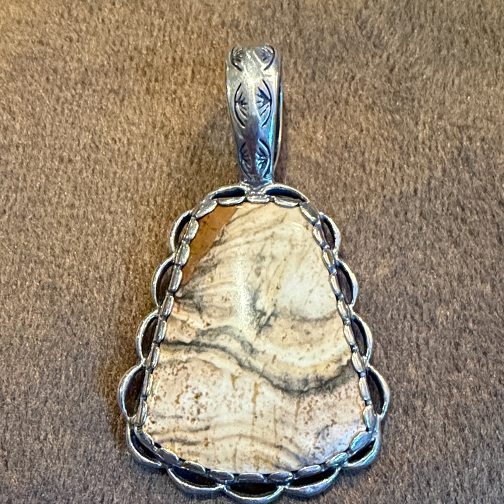 Picture Jasper Sterling Silver Pendant Scenic Landscape Stone(206)